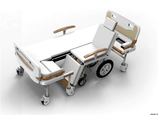  تخت بیمارستانی که به صندلی چرخدار تبدیل میشود